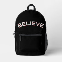 Mochila negra con cita inspiradora 'Creer'