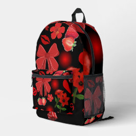 Impresa Mochila negra con diseño de Pegatina rojo negrita