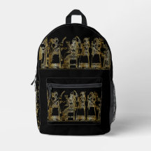 Mochila Negra con Relieve de Oro Mesopotámico Anti