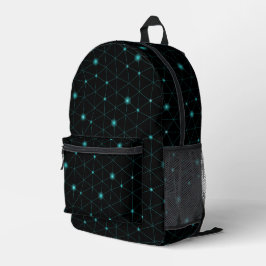 Impresa Mochila negra con un patrón geométrico