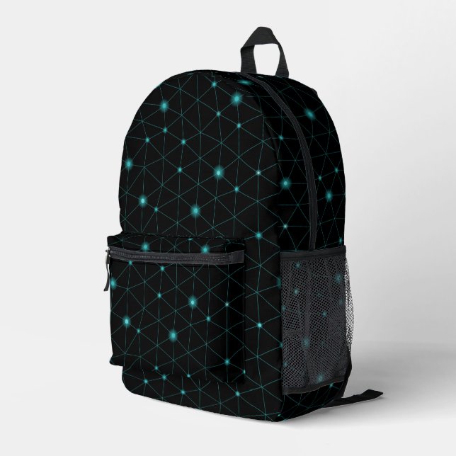 Impresa Mochila negra con un patrón geométrico (Esquina derecha trasera )
