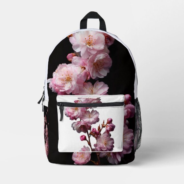 Impresa Mochila negra de flor de cerezo Sakura  (Anverso)