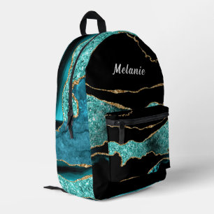 Impresa Mochila negra dorada azul verde azulada con nombre
