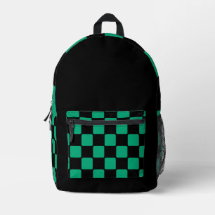 Impresa Mochila negra moderna con acentos verdes y azules