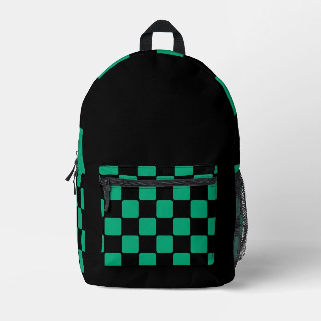 Impresa Mochila negra moderna con acentos verdes y azules (Anverso)