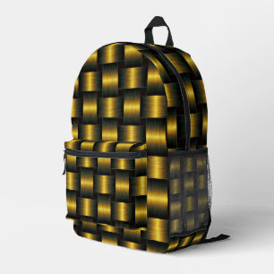 Impresa Mochila negra y dorada con diseño de celosía dorad