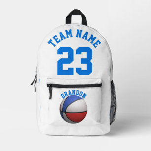 Impresa Mochila niños niños baloncesto deportes azul blanc