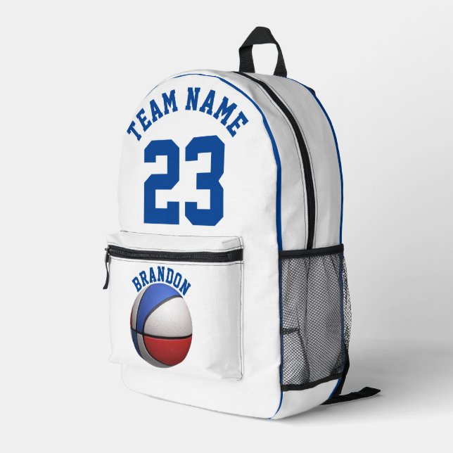 Impresa Mochila niños niños baloncesto deportes azul w (Esquina derecha trasera )