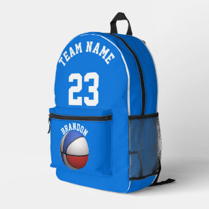 Impresa Mochila niños niños escuela de baloncesto azul