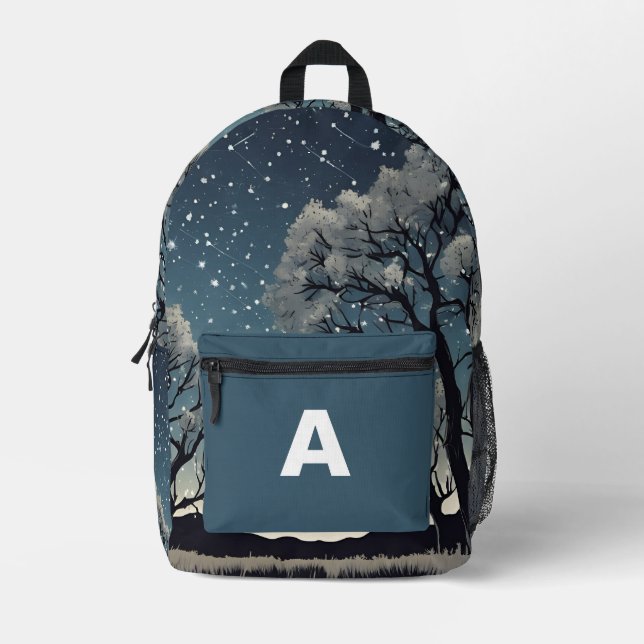 Impresa Mochila Noche Starry Monogram personalizado (Anverso)