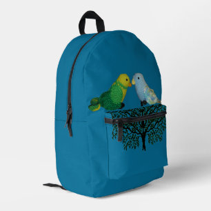 Impresa Mochila - Pájaros de juguete sentados en arbusto