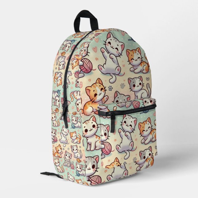 Impresa Mochila para gato Kawaii - Patrón kitty Personaliz (Esquina izquierda trasera)