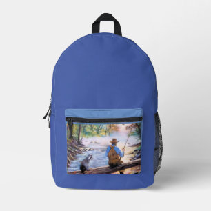 Impresa Mochila para la pesca del hombre y el mapache