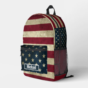 Impresa Mochila para niños con bandera americana de nombre