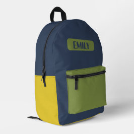 Impresa Mochila para niños con bloque de color - Nombre pe