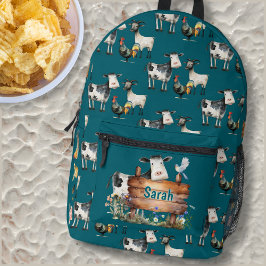 Impresa Mochila para niños con gallinas de las vacas de gr