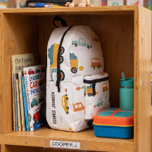 Mochila para niños con nombre de coche personaliza