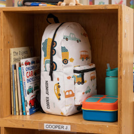 Impresa Mochila para niños con nombre de coche personaliza