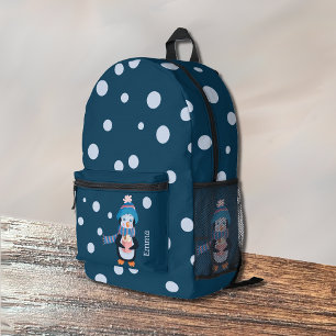 Impresa Mochila para niños con puntos de pingüino y polka 