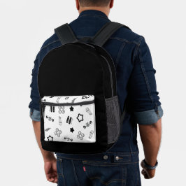 Impresa Mochila para patineta blanca y negra