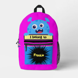 Impresa Mochila personalizada Bag Buddy Blue Happy Monster