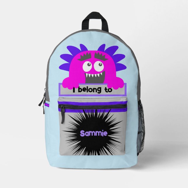 Impresa Mochila personalizada Bag Buddy Cute Pink Monster (Anverso)
