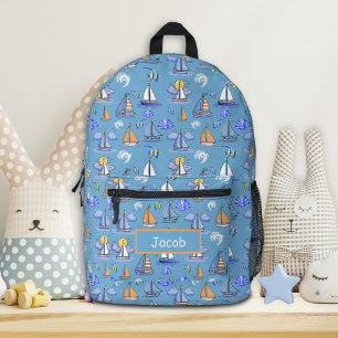 Impresa Mochila Personalizada Barco de Vela Azul