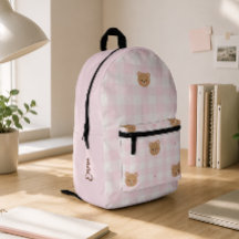 Mochila Personalizada Colegio Niña Oso Gingham Ros