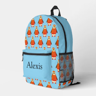 Impresa Mochila personalizada colorida, pingüino lindo par