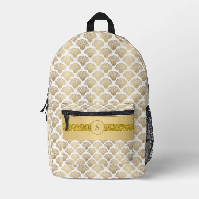 Impresa Mochila personalizada con elegantes conchas de oro (Anverso)