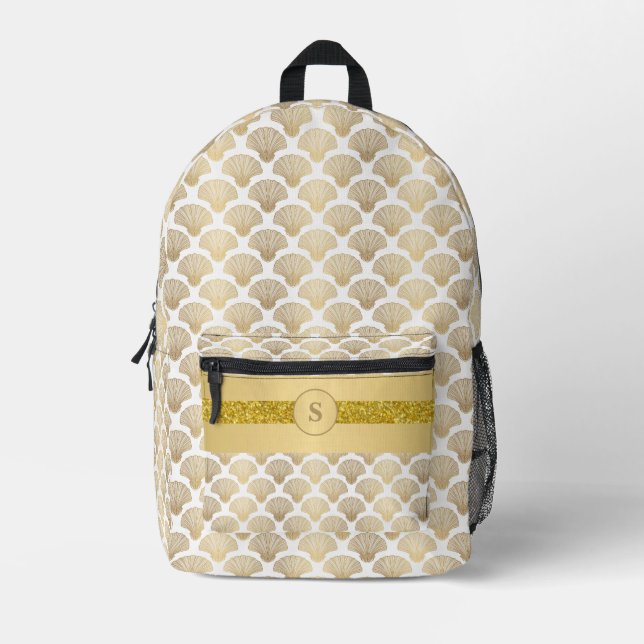 Impresa Mochila personalizada con elegantes conchas de oro (Anverso)
