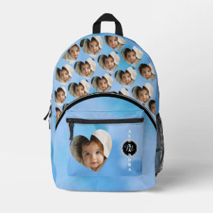 Impresa Mochila personalizada con foto de bebé y monograma