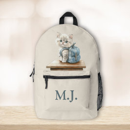 Impresa Mochila personalizada con monograma de gatito lind