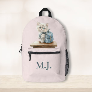 Impresa Mochila personalizada con monograma de gatito lind