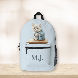 Impresa Mochila personalizada con monograma de gatito lind