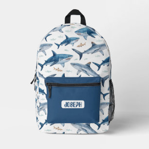 Impresa Mochila personalizada con patrón de tiburón para n