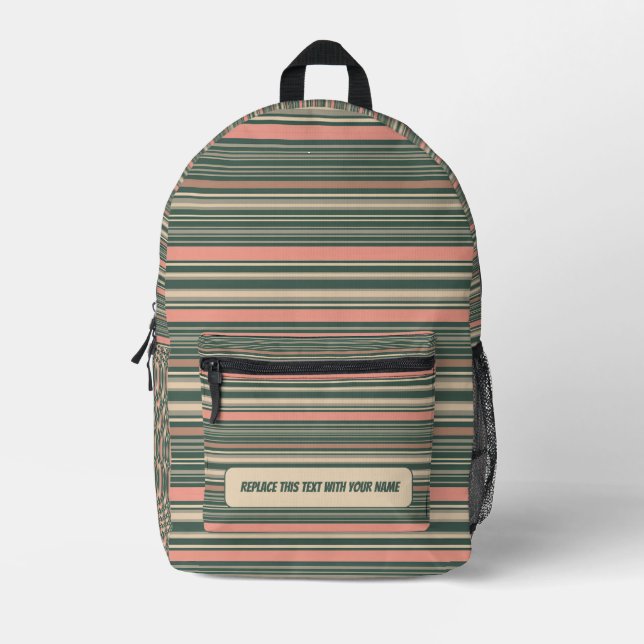 Impresa Mochila Personalizada con Rayas Horizontales (Anverso)