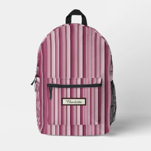 Impresa Mochila personalizada con rayas rosadas modernas