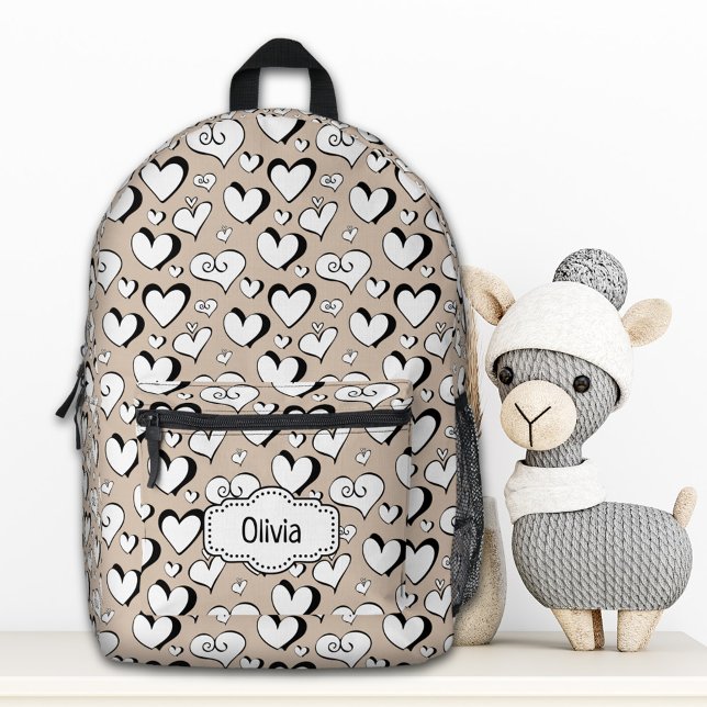 Impresa Mochila Personalizada Corazones Beige (Subido por el creador)