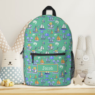 Impresa Mochila personalizada de barco de vela verde