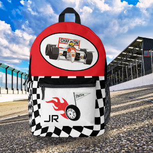 Impresa Mochila Personalizada De Coche De Carreras Regreso