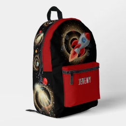 Impresa Mochila personalizada de cohetes rojos y negros