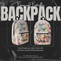 Mochila personalizada de conejo y mariposas