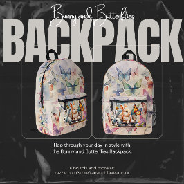 Impresa Mochila personalizada de conejo y mariposas