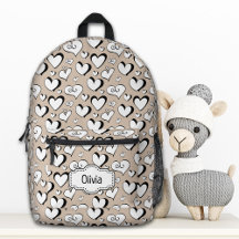 Mochila personalizada de corazón Beige