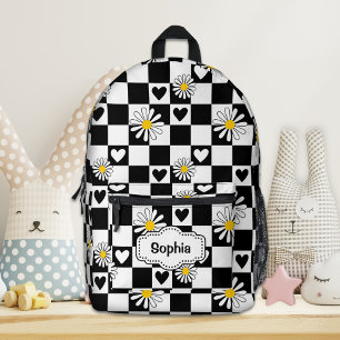 Impresa Mochila Personalizada de Cuadros Negros y Blancos