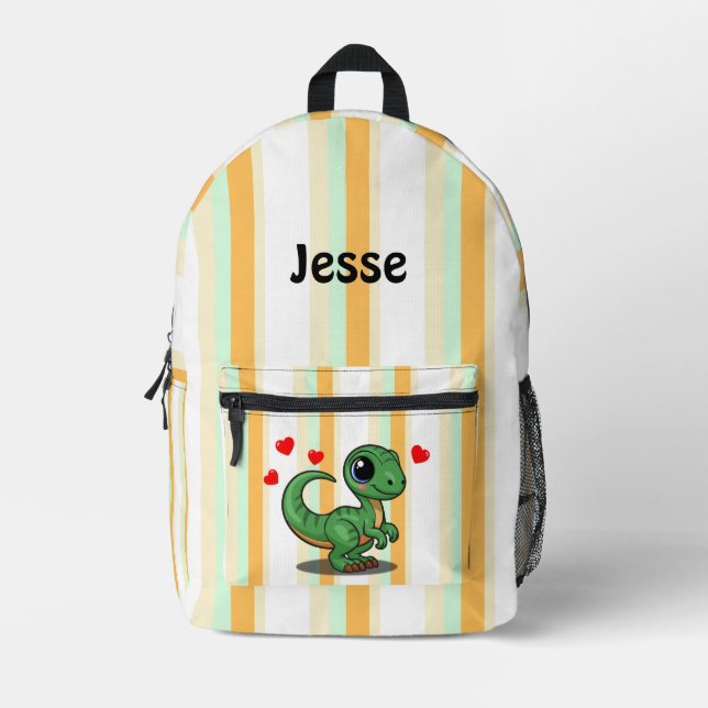 Impresa Mochila personalizada de dinosaurio Velociraptor (Anverso)