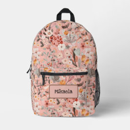 Impresa Mochila personalizada de floral rosa de núcleo de 