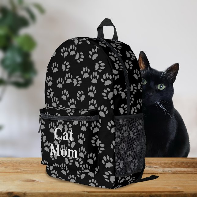 Impresa Mochila personalizada de impresión de papa para ga (Purrfect backpack for all cat moms (and cat dads))