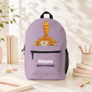 Impresa Mochila personalizada de niña con gato naranja div